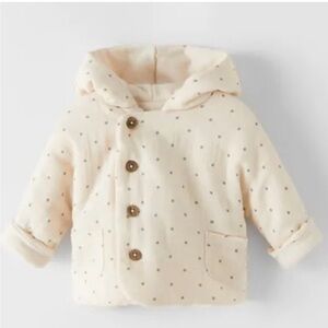 Zara Tan Polka Dot Quilted Jacket 3-6 months